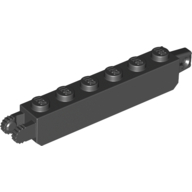 Hinge Brick 1 × 6 Locking with 1 Finger Vertical End and 2 Fingers Vertical End, 9 Teeth Black