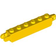 Hinge Brick 1 × 6 Locking with 1 Finger Vertical End and 2 Fingers Vertical End, 9 Teeth Yellow