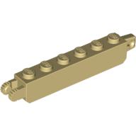 Hinge Brick 1 × 6 Locking with 1 Finger Vertical End and 2 Fingers Vertical End, 9 Teeth Beige