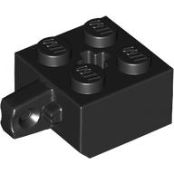 Hinge Brick 2 × 2 Locking with 1 Finger Vertical and Axle Hole [+ Opening] Black