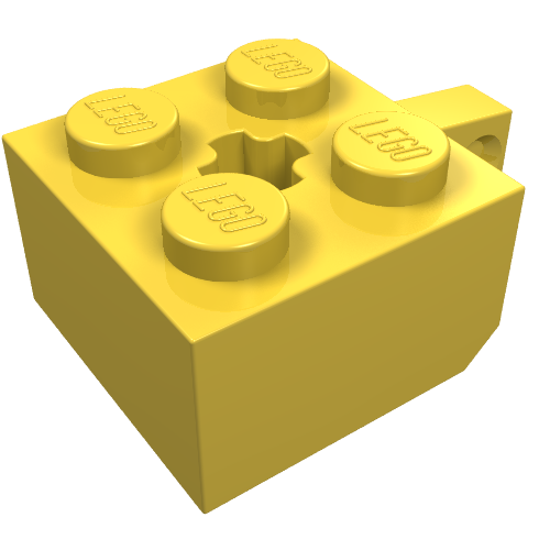 Hinge Brick 2 × 2 Locking with 1 Finger Vertical and Axle Hole [+ Opening] Yellow