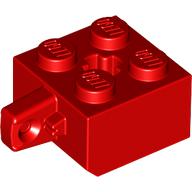 Hinge Brick 2 × 2 Locking with 1 Finger Vertical and Axle Hole [+ Opening] Red