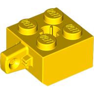 Hinge Brick 2 × 2 Locking with 1 Finger Vertical and Axle Hole [X Opening] Yellow