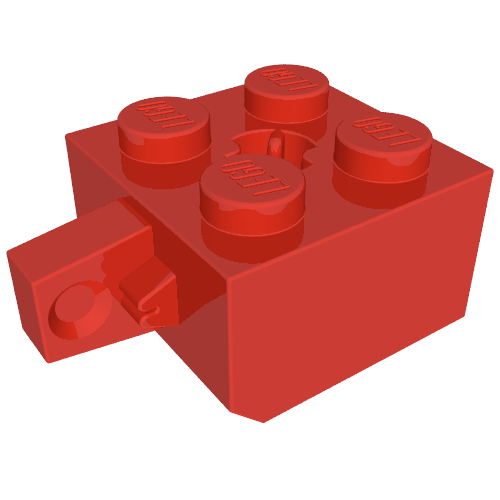 Hinge Brick 2 × 2 Locking with 1 Finger Vertical and Axle Hole [X Opening] Red