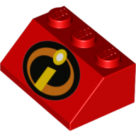 Brick Sloped 45° 2 × 3 with I, Incredibles Logo print Red