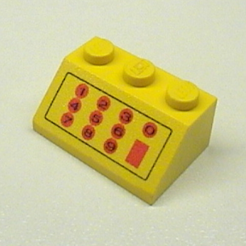 Brick Sloped 45° 2 × 3 with Red and Black Cash Register Print Yellow