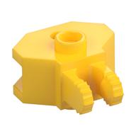 Hinge 1 × 2 Locking with 2 Fingers and Towball Socket, 9 Teeth Yellow