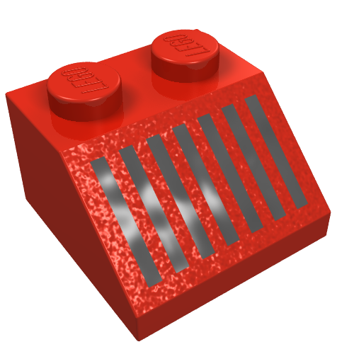Brick Sloped 45° 2 × 2 with Black Grill Print Rot