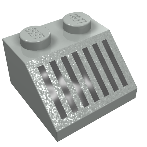 Brick Sloped 45° 2 × 2 with Black Grill Print Hellgrau