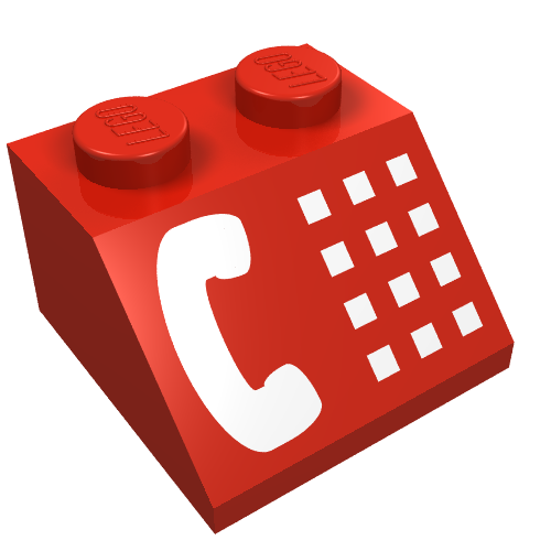 Brick Sloped 45° 2 × 2 with White Phone Print Rot