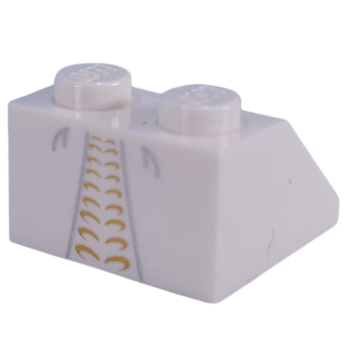 Brick Sloped 45° 2 × 2 with Wedding Dress Print White