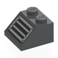 Brick Sloped 45° 2 × 2 with Vent/Grate Print Dark Bluish Gray