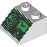 Brick Sloped 45° 2 × 2 with Computer Screen, Radar, Raptor print White