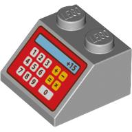 Brick Sloped 45° 2 × 2 with Red Cash Register and '+15' Print