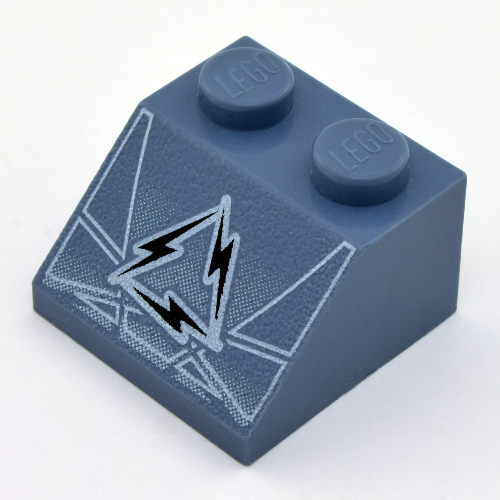 Brick Sloped 45° 2 × 2 with Alpha Team Arctic Print Sand Blue