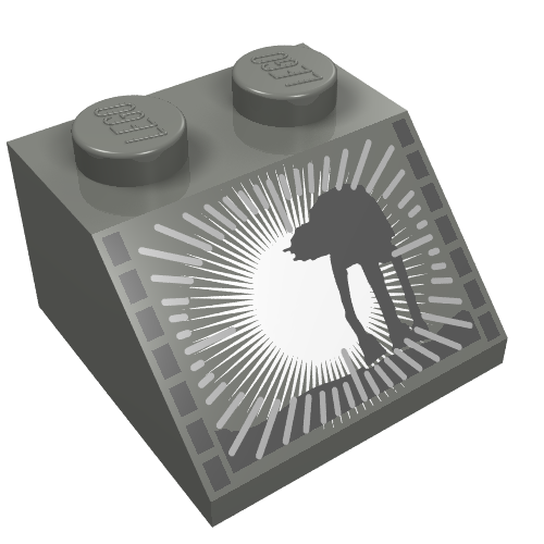 Brick Sloped 45° 2 × 2 with SW AT-AT Print in Dark Bluish Gray