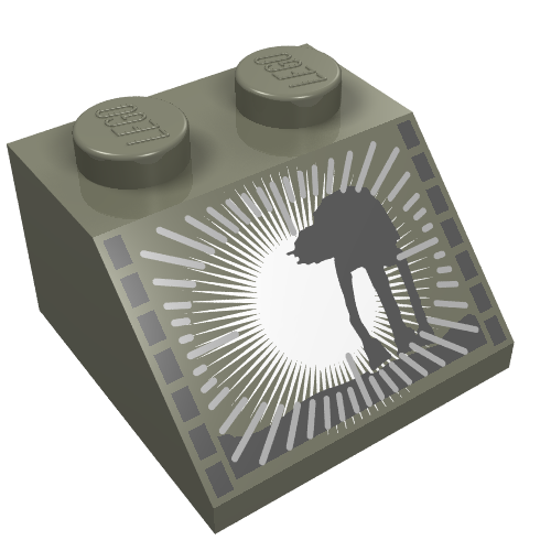 Brick Sloped 45° 2 × 2 with SW AT-AT Print Dark Gray