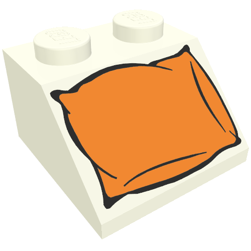 Brick Sloped 45° 2 × 2 with Orange Pillow Print White