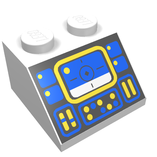 Brick Sloped 45° 2 × 2 with Ice Planet Controls Print Weiß