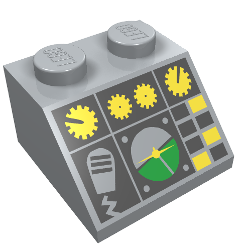 Brick Sloped 45° 2 × 2 with Flight Control Print Hellblaugrau
