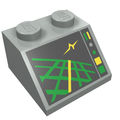 Brick Sloped 45° 2 × 2 with Horizon Indicator Screen Print Hellgrau