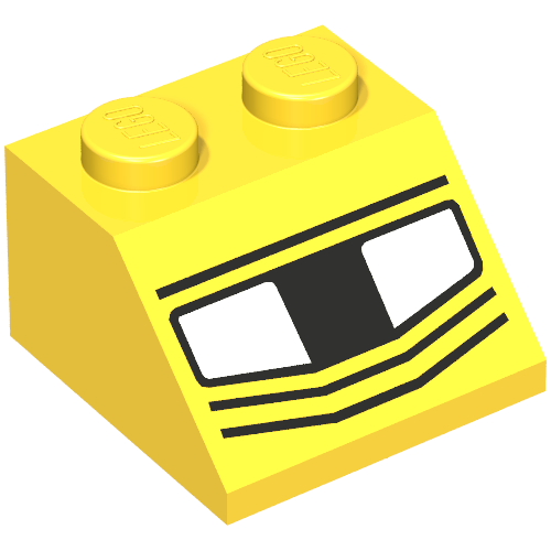 Brick Sloped 45° 2 × 2 with Headlights Print Yellow