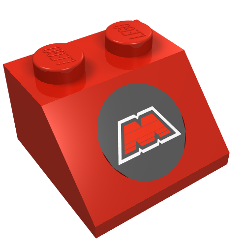 Brick Sloped 45° 2 × 2 with MTron Logo Print Rot