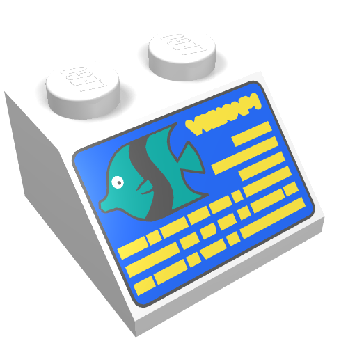 Brick Sloped 45° 2 × 2 with Divers Computer Print White