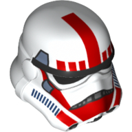 Helmet Stormtrooper, Thick Red Center Stripe on Top, 2 Chin Holes and Sand Blue Trim Print (Imperial Shock Trooper) White