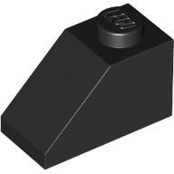 Brick Sloped 45° 2 × 1 with Bottom Pin Black