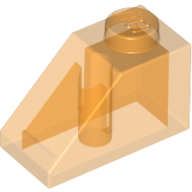 Brick Sloped 45° 2 × 1 with Bottom Pin Trans-Orange