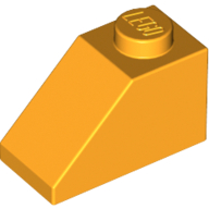Brick Sloped 45° 2 × 1 with Bottom Pin Bright Light Orange