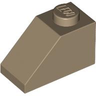 Dachstein 45° 2 × 1 mit Pin unten Dunkelbeige
