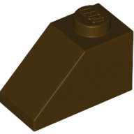 Brick Sloped 45° 2 × 1 with Bottom Pin Dark Brown
