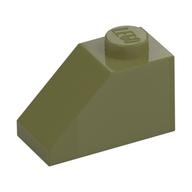 Brick Sloped 45° 2 × 1 with Bottom Pin Olive Green