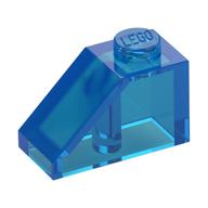 Brick Sloped 45° 2 × 1 with Bottom Pin Trans-Dark Blue