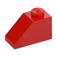 Brick Sloped 45° 2 × 1 with Bottom Pin Red