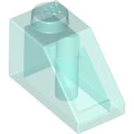 Brick Sloped 45° 2 × 1 with Bottom Pin Trans-Light Blue
