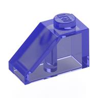 Brick Sloped 45° 2 × 1 with Bottom Pin Trans-Purple