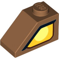 Brick Sloped 45° 2 × 1 with Bottom pin, with right eye Mittelnougat