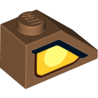 Brick Sloped 45° 2 × 1 with Bottom pin, with left eye Medium Nougat