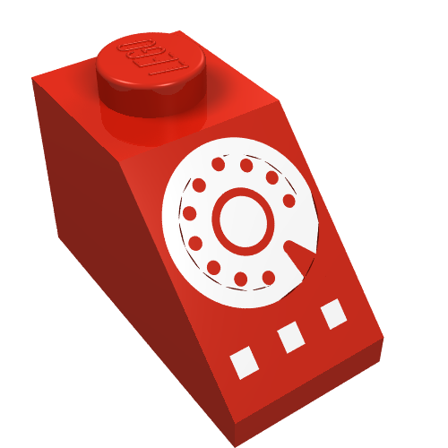 Brick Sloped 45° 2 × 1 with Bottom pin, with White Rotary Dial Print