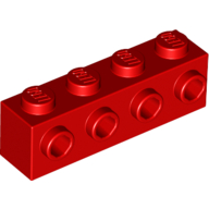 Stein speziell 1 × 4 mit 4 Noppen einseitig Rot
