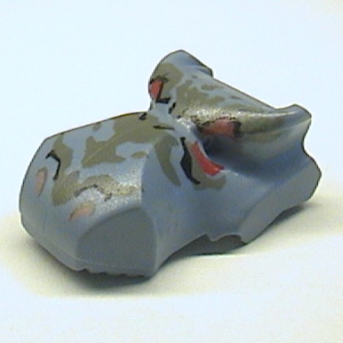 Animal Body Part, Dinosaur, Tyrannosaurus Rex Head with Dark Gray and Red Print Sandblau
