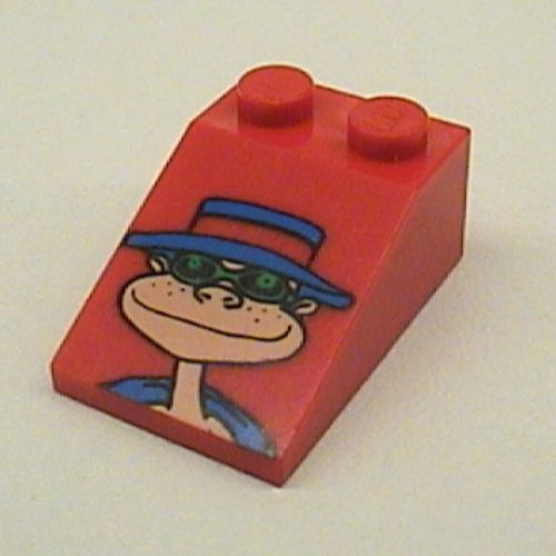 Brick Sloped 33° 3 × 2 Smooth with McDonald's Hamburglar Print Red