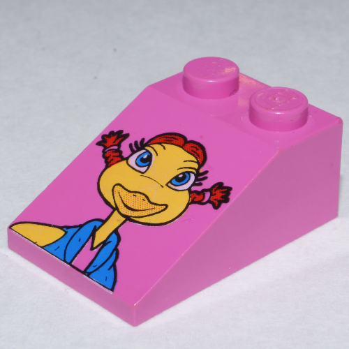 Brick Sloped 33° 3 × 2 Smooth with McDonald's Girl Pigtails Print Medium Dark Pink