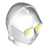 Minifig Head Special, Protocol Droid with Yellow Eyes Print (C-3PO / K-3PO) White