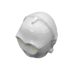 Minifig Head Special, Protocol Droid with Yellow Eyes Print (C-3PO / K-3PO) Chrome Silver