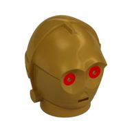 Minifig Head Special, Protocol Droid (C-3PO) with Red Eyes print Perlgold