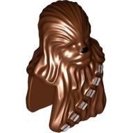 Minifig Head Special, Wookiee with Silver Bandolier / Black Nose Print Reddish Brown
